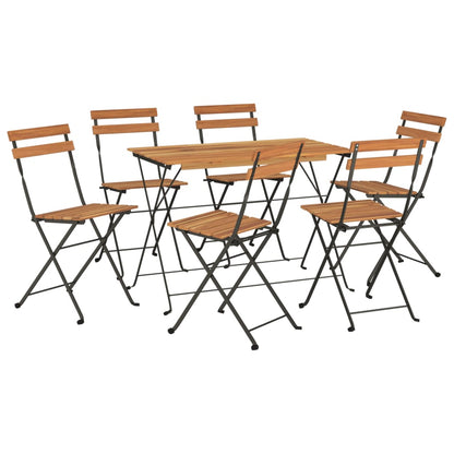 vidaXL Folding Bistro Set | Natural wood and black
