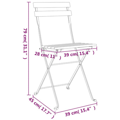vidaXL Folding Bistro Set | Natural wood and black