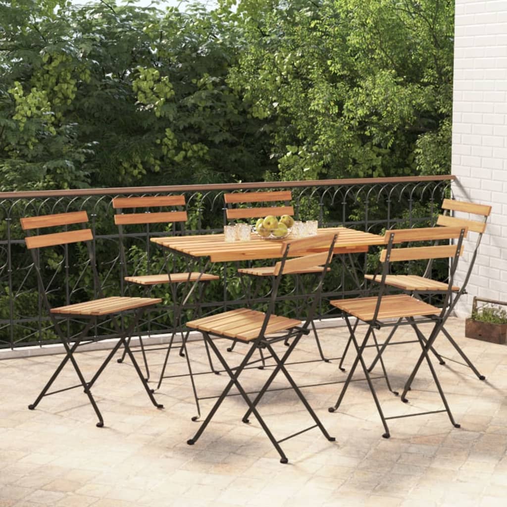 vidaXL Folding Bistro Set | Natural wood and black