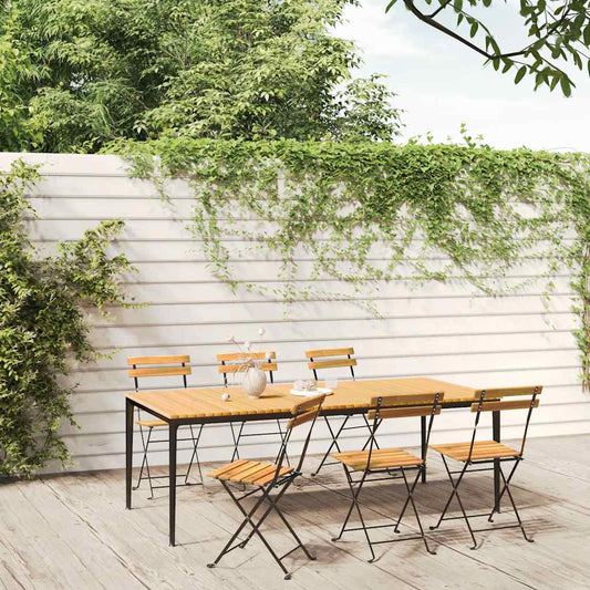 vidaXL Folding Chairs 6 pcs Steel and Solid Wood Acacia