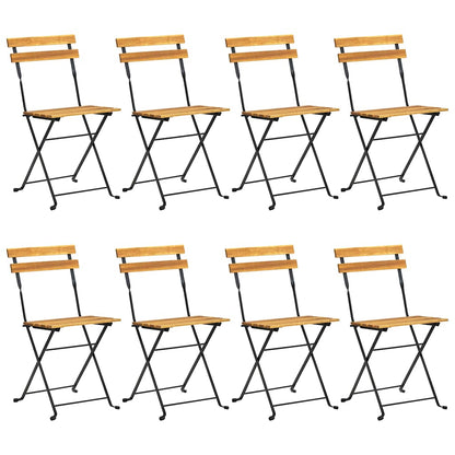 vidaXL Folding Chairs 8 pcs Steel and Solid Wood Acacia