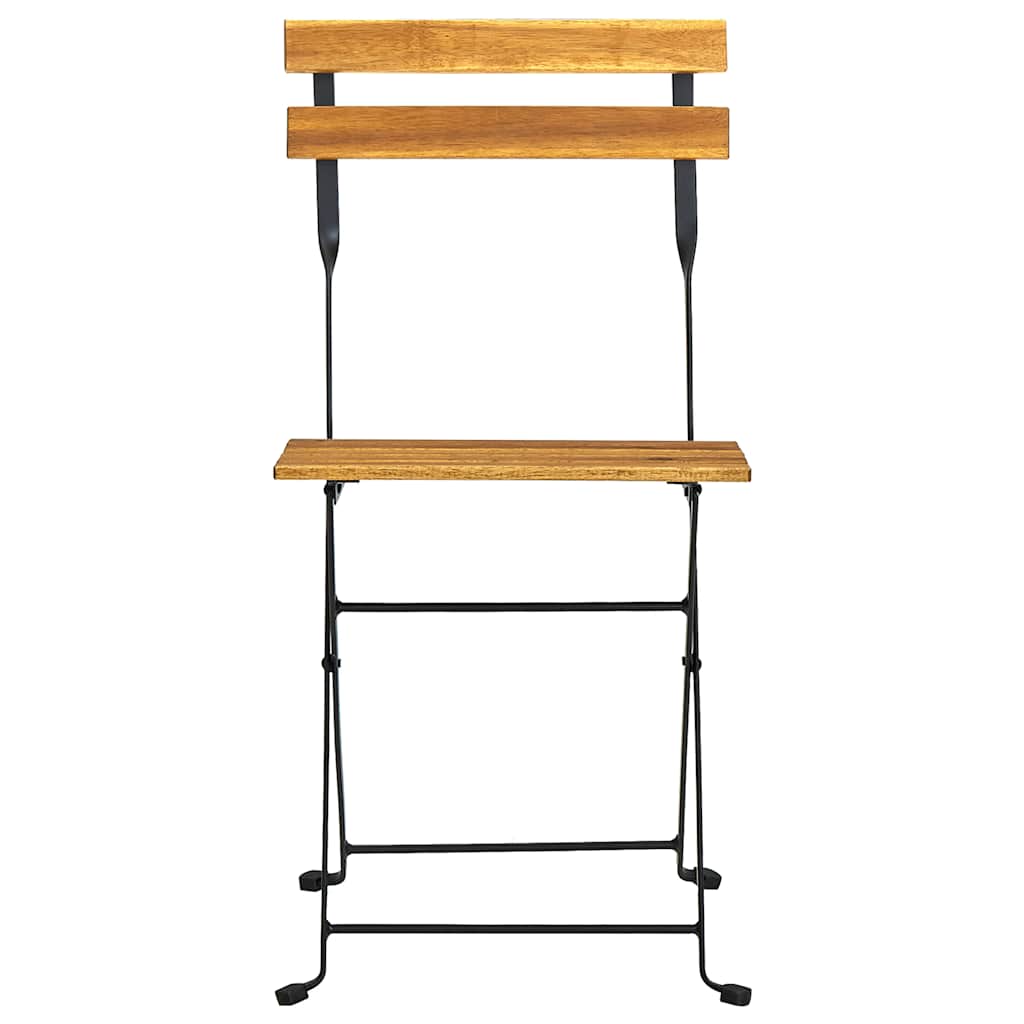 vidaXL Folding Chairs 8 pcs Steel and Solid Wood Acacia
