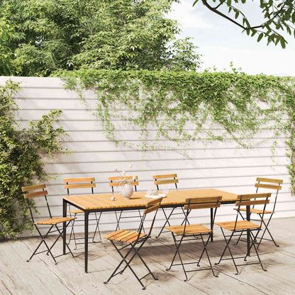 vidaXL Folding Chairs 8 pcs Steel and Solid Wood Acacia