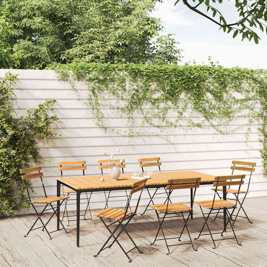 vidaXL Folding Chairs 8 pcs Steel and Solid Wood Acacia