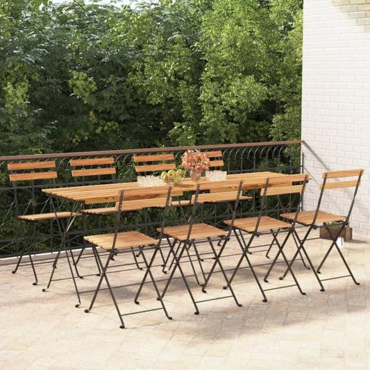 vidaXL Folding Chairs 8 pcs Solid Wood Teak and Steel