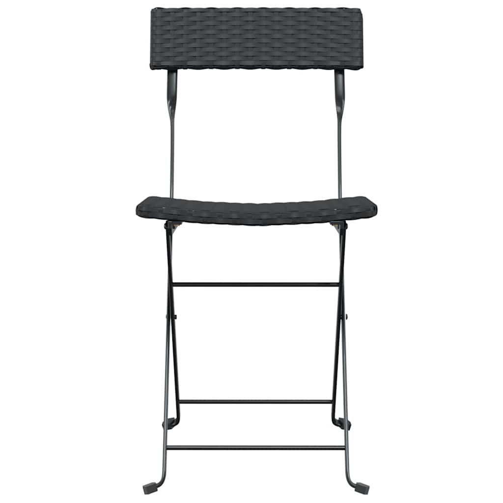 vidaXL Folding Chairs 6 pcs Black Poly Rattan and Steel