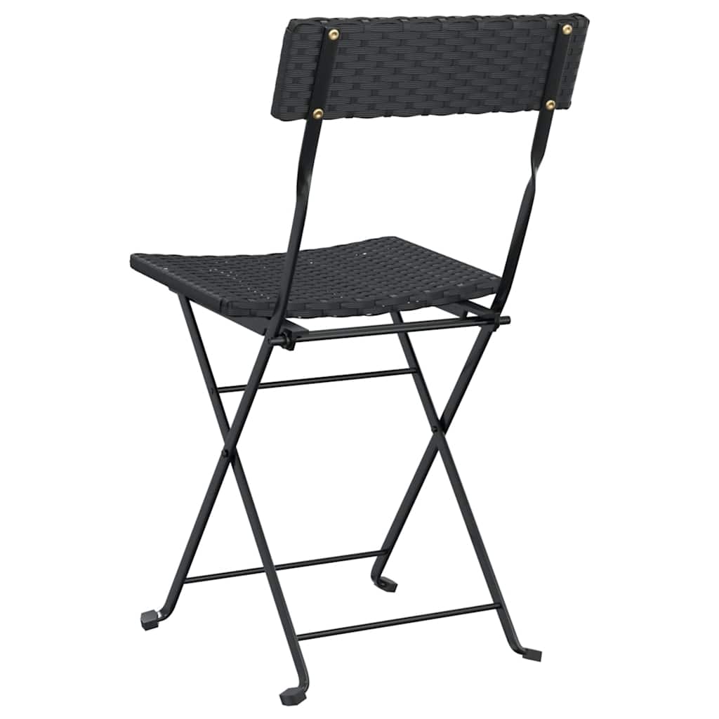 vidaXL Folding Chairs 6 pcs Black Poly Rattan and Steel