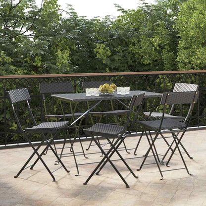 vidaXL Folding Chairs 6 pcs Black Poly Rattan and Steel