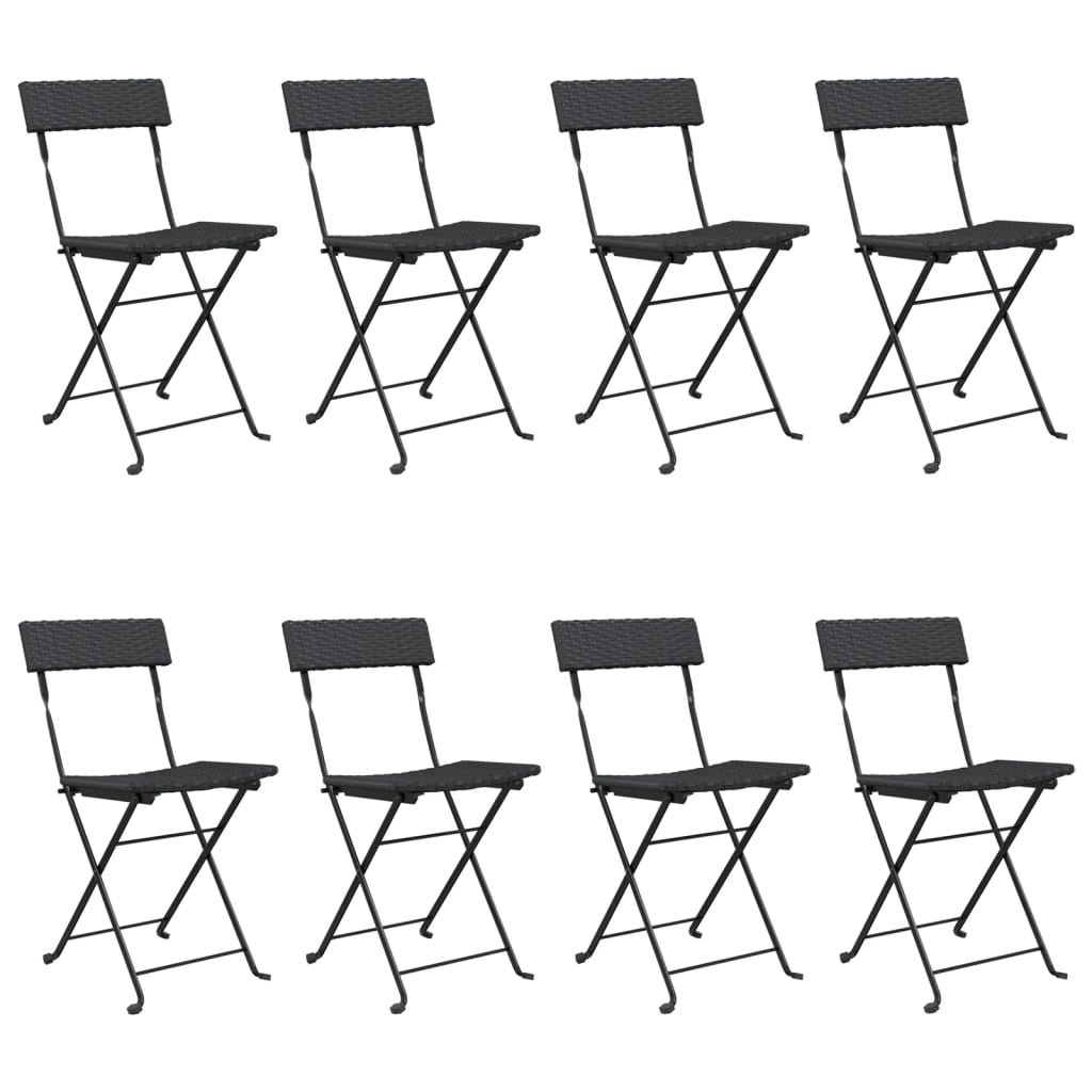 vidaXL Folding Bistro Chair | Set of 8 | Black