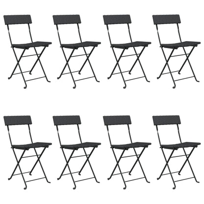 vidaXL Folding Bistro Chair | Set of 8 | Black