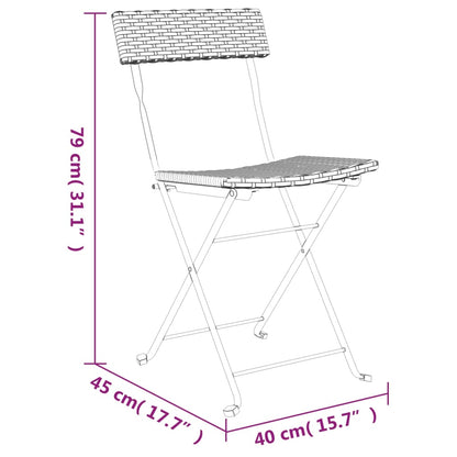 vidaXL Folding Bistro Chair | Set of 8 | Black