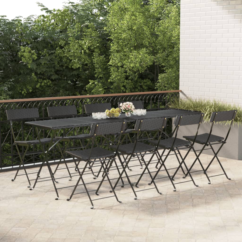 vidaXL Folding Bistro Chair | Set of 8 | Black