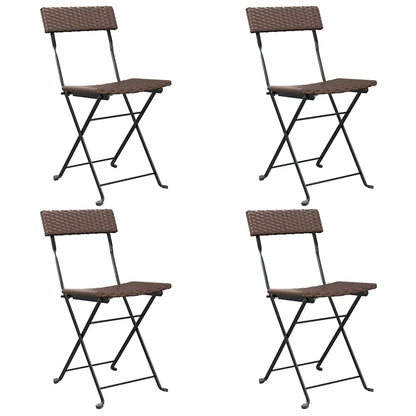 vidaXL Folding Chairs 4 pcs Brown Poly Rattan and Steel