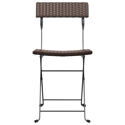 vidaXL Folding Chairs 4 pcs Brown Poly Rattan and Steel