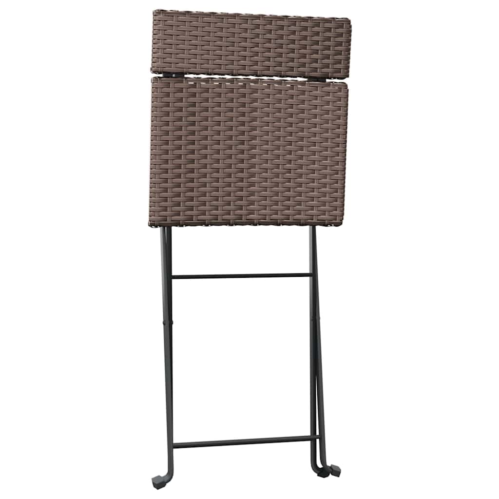 vidaXL Folding Chairs 4 pcs Brown Poly Rattan and Steel