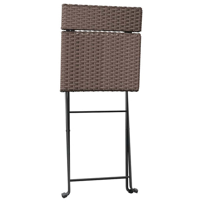 vidaXL Folding Chairs 4 pcs Brown Poly Rattan and Steel