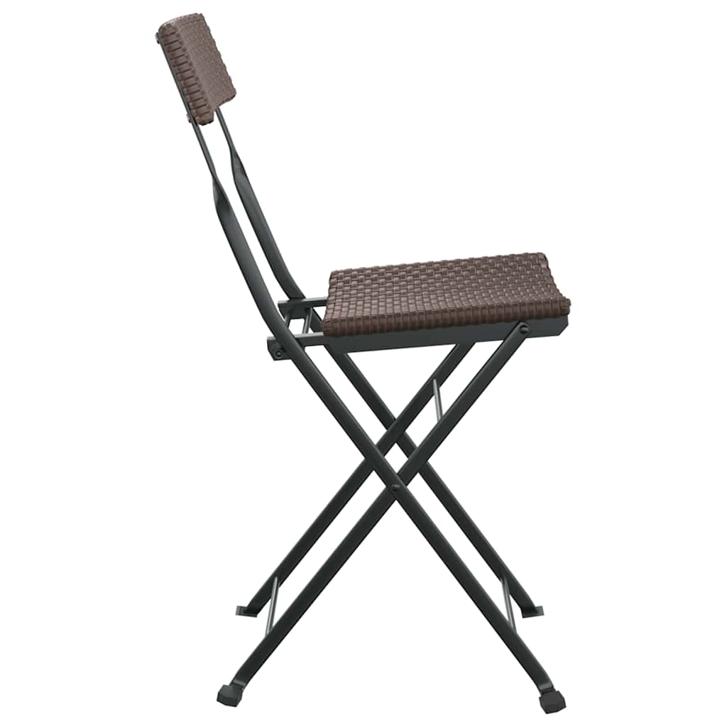 vidaXL Folding Chairs 4 pcs Brown Poly Rattan and Steel