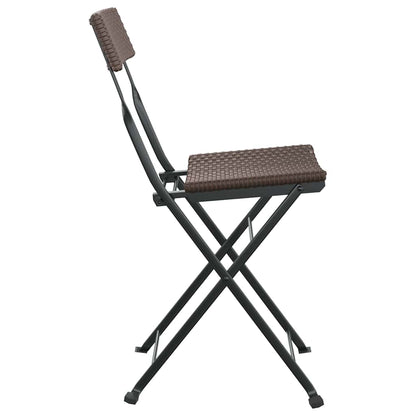 vidaXL Folding Chairs 4 pcs Brown Poly Rattan and Steel