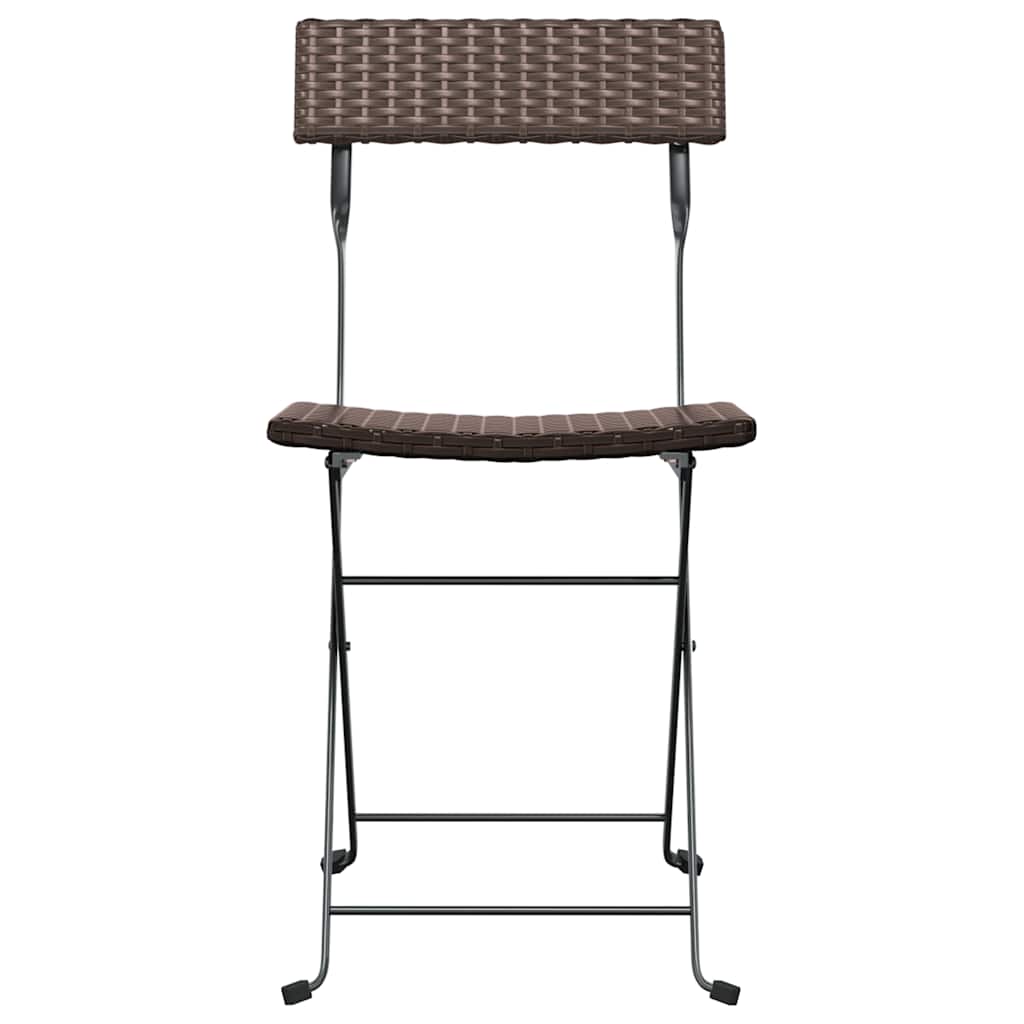 vidaXL Folding Chairs 6 pcs Brown Poly Rattan and Steel