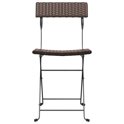 vidaXL Folding Chairs 6 pcs Brown Poly Rattan and Steel