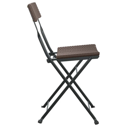 vidaXL Folding Chairs 6 pcs Brown Poly Rattan and Steel