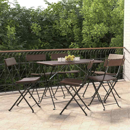 vidaXL Folding Chairs 6 pcs Brown Poly Rattan and Steel