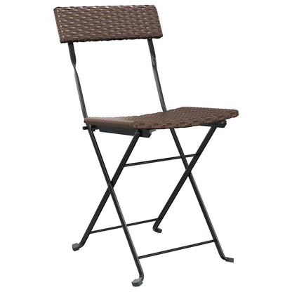 vidaXL Folding Chairs 8 pcs Brown Poly Rattan and Steel