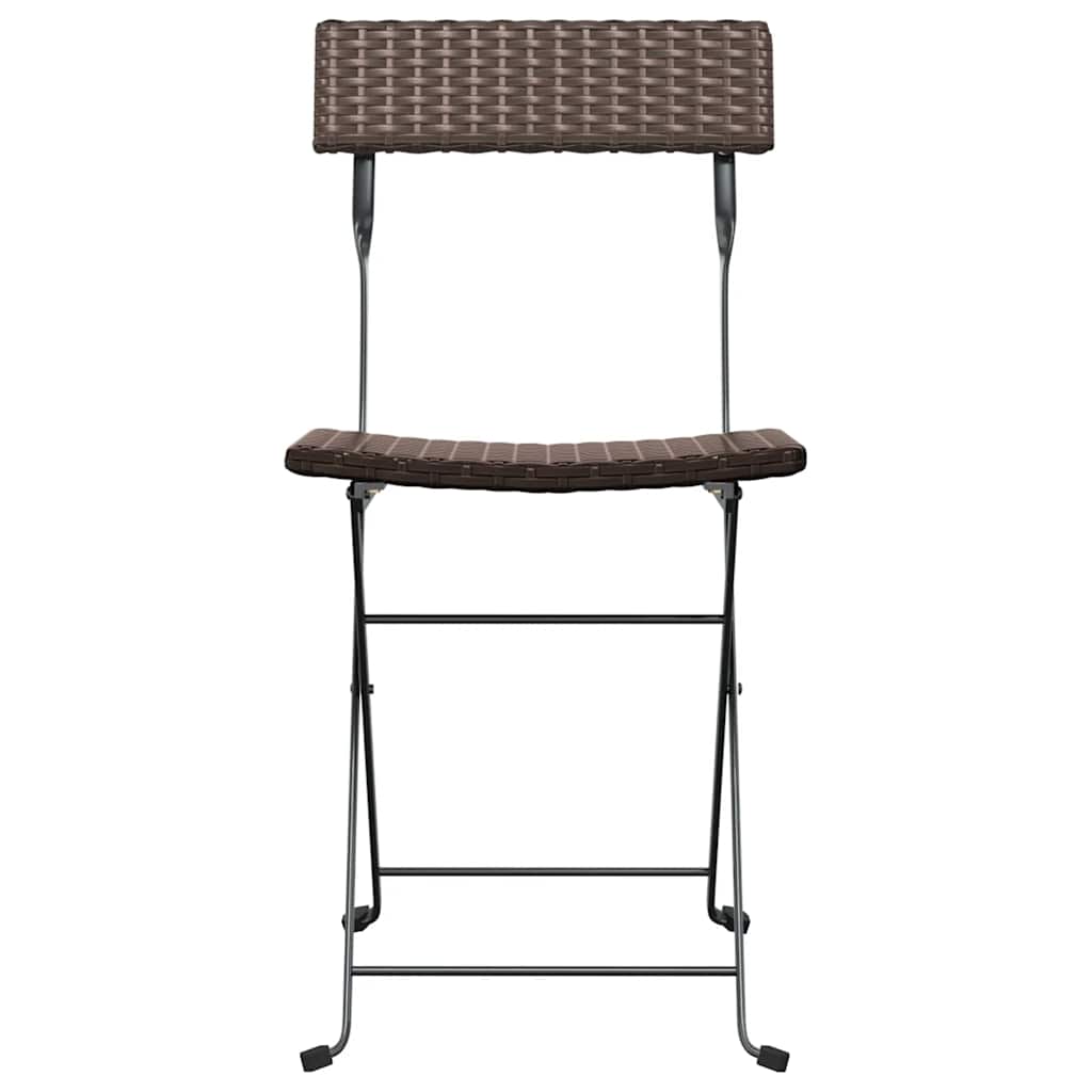 vidaXL Folding Chairs 8 pcs Brown Poly Rattan and Steel