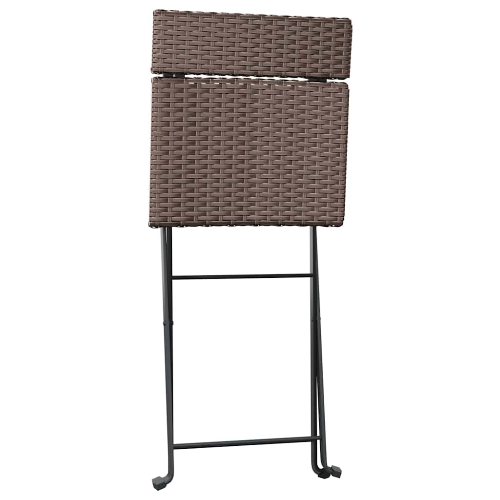 vidaXL Folding Chairs 8 pcs Brown Poly Rattan and Steel