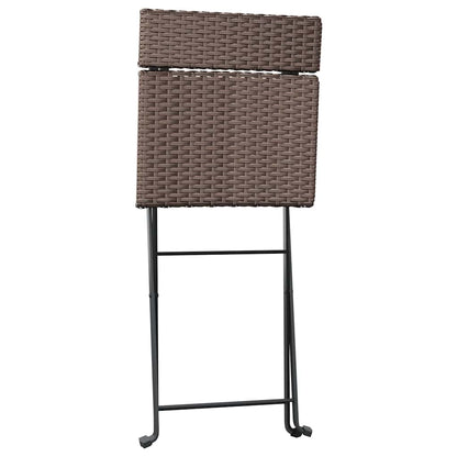 vidaXL Folding Chairs 8 pcs Brown Poly Rattan and Steel