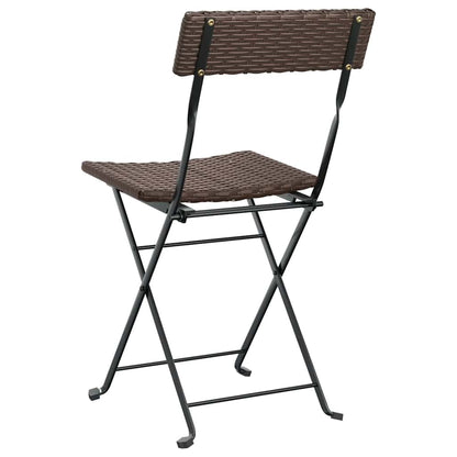 vidaXL Folding Chairs 8 pcs Brown Poly Rattan and Steel