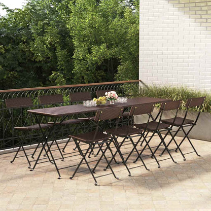 vidaXL Folding Chairs 8 pcs Brown Poly Rattan and Steel