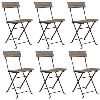 vidaXL Folding Chairs 6 pcs Grey Poly Rattan and Steel