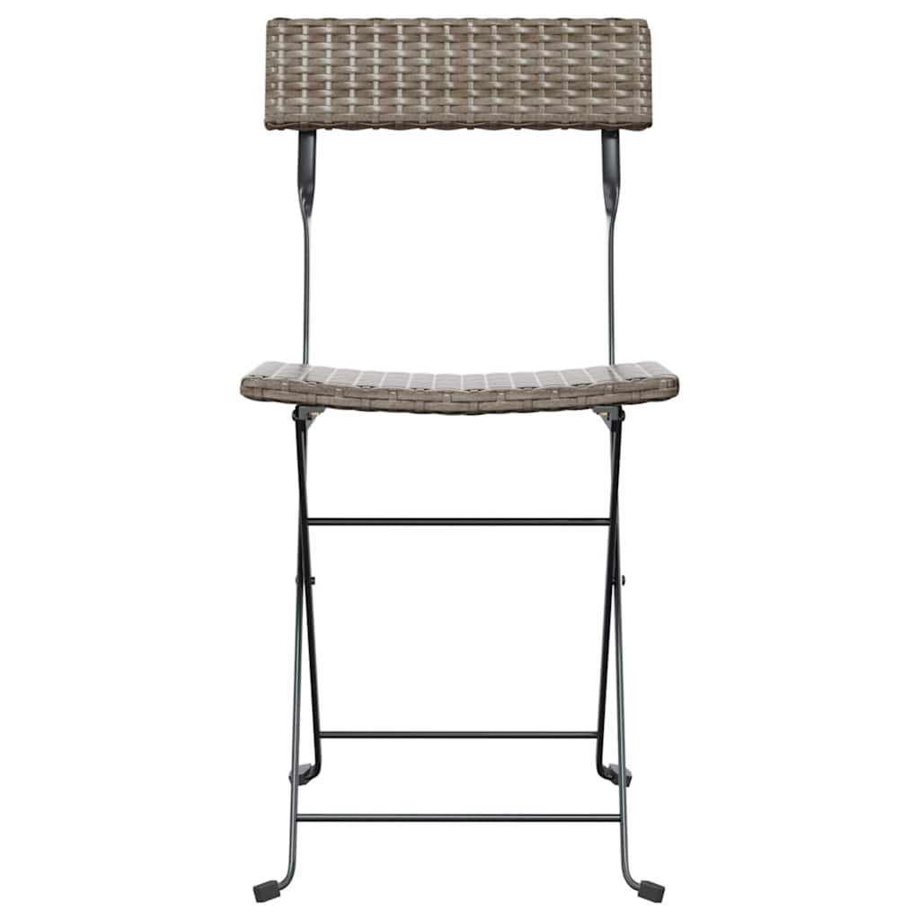 vidaXL Folding Chairs 6 pcs Grey Poly Rattan and Steel