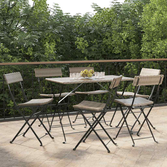 vidaXL Folding Chairs 6 pcs Grey Poly Rattan and Steel