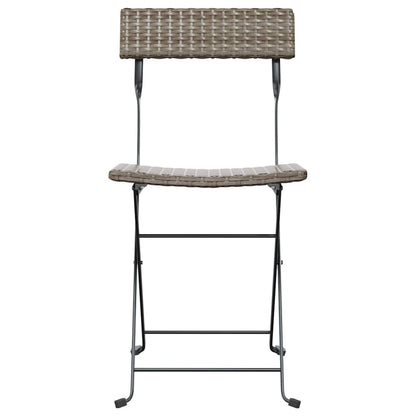 vidaXL Folding Chairs 8 pcs Grey Poly Rattan and Steel