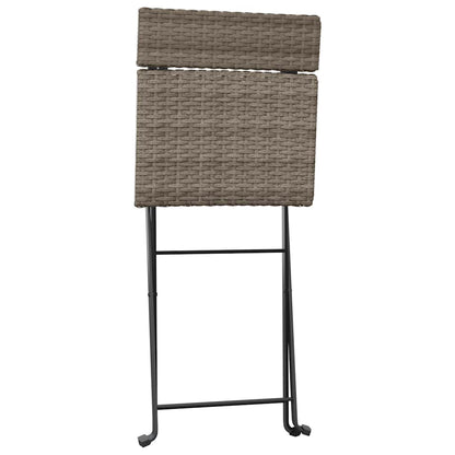 vidaXL Folding Chairs 8 pcs Grey Poly Rattan and Steel