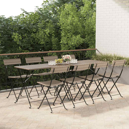 vidaXL Folding Chairs 8 pcs Grey Poly Rattan and Steel