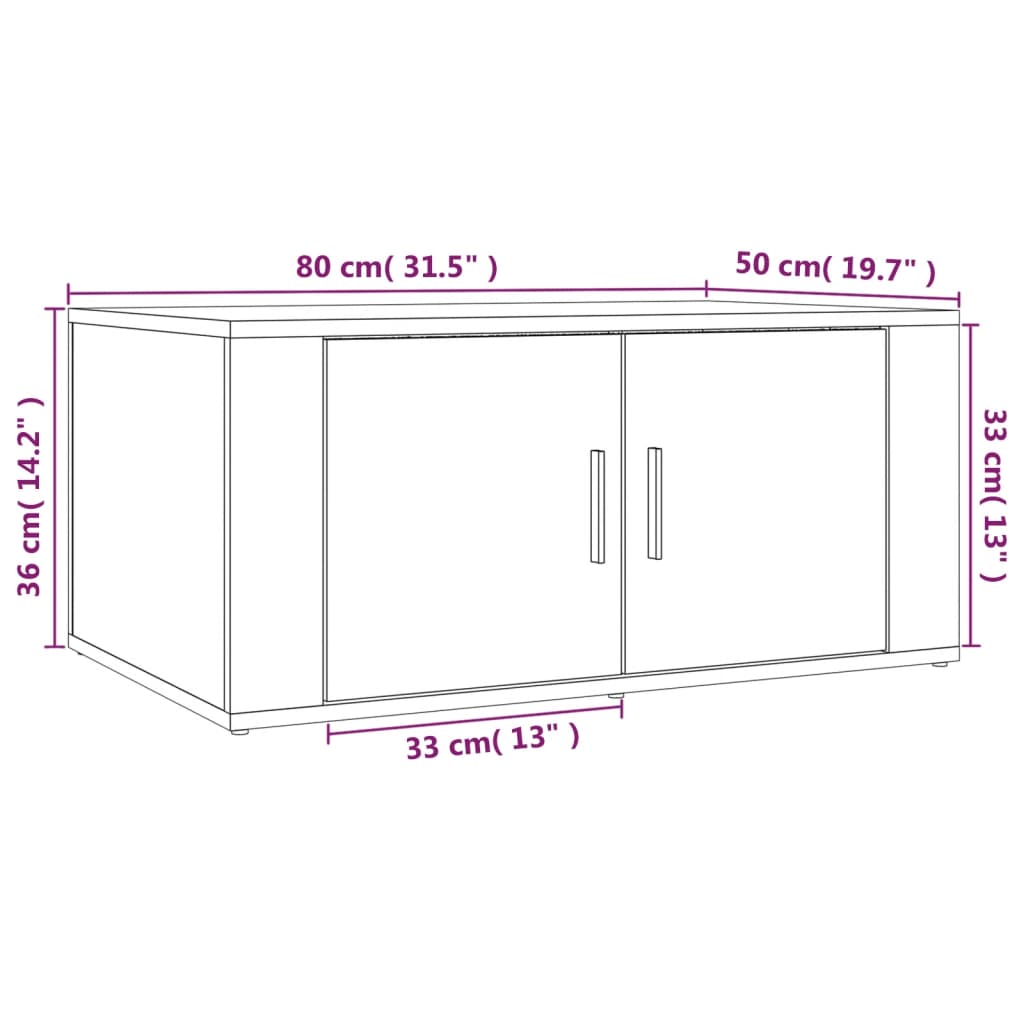 vidaXL Coffee Table Brown Oak 80x50x36 cm Engineered Wood