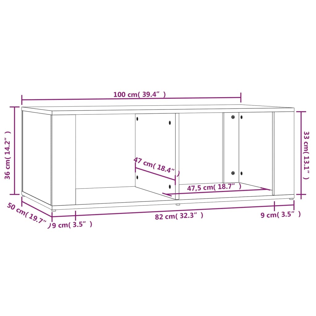 vidaXL Coffee Table Smoked Oak 100x50x36 cm Engineered Wood