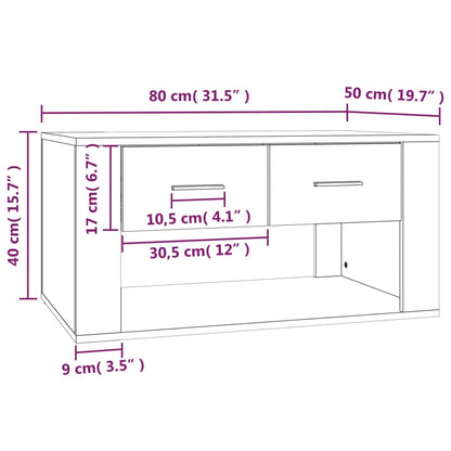 vidaXL Coffee Table Smoked Oak 80x50x40 cm Engineered Wood