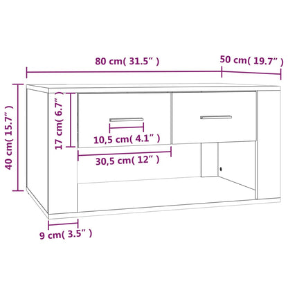 vidaXL Coffee Table Grey Sonoma 80x50x40 cm Engineered Wood
