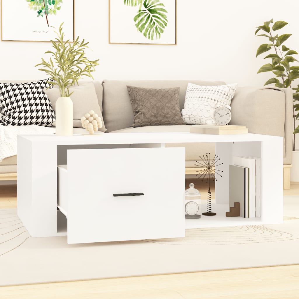 vidaXL Coffee Table White 100x50,5x35 cm Engineered Wood