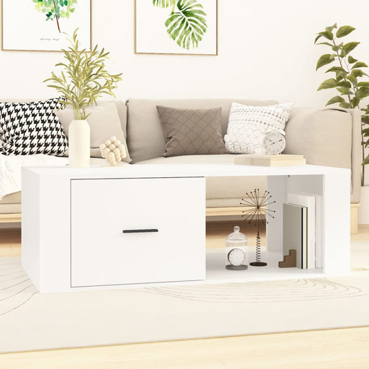 vidaXL Coffee Table White 100x50.5x35 cm Engineered Wood