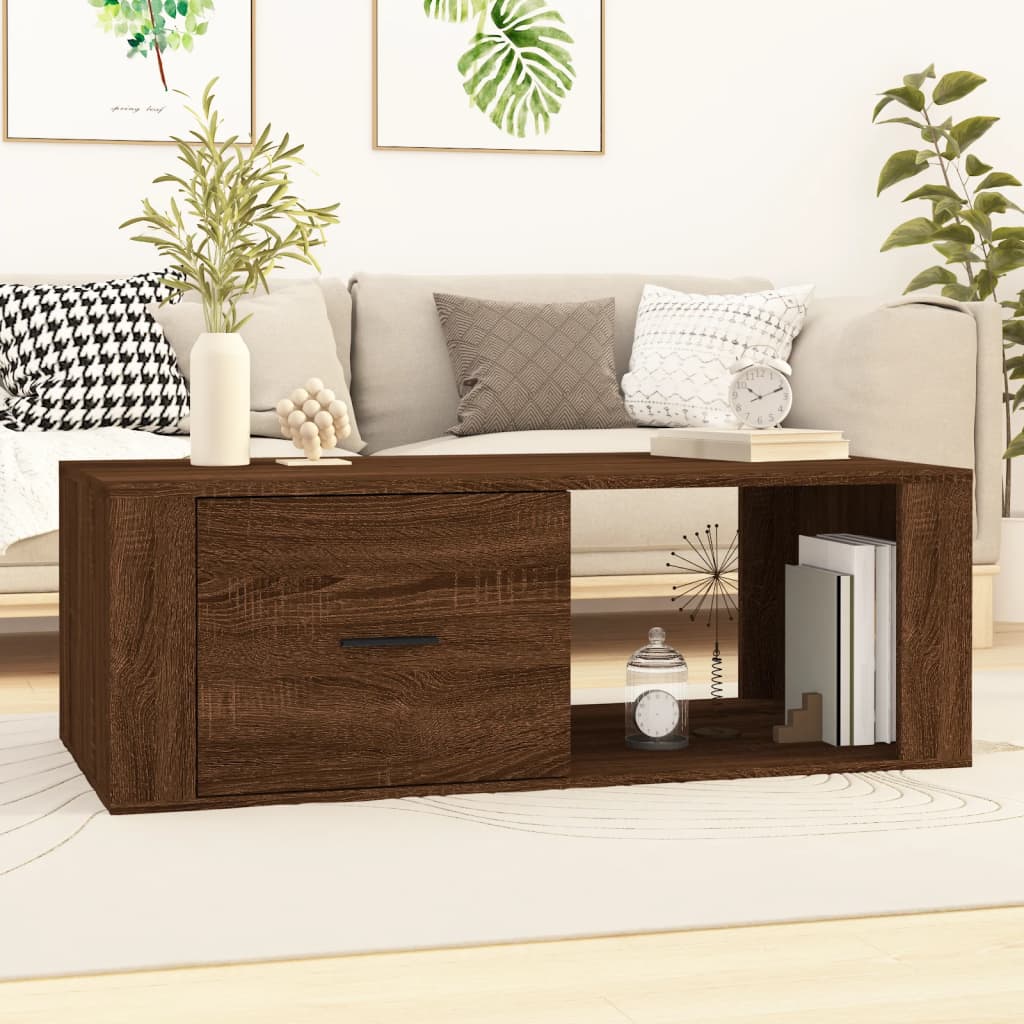 vidaXL Coffee Table Brown Oak 100x50,5x35 cm Engineered Wood