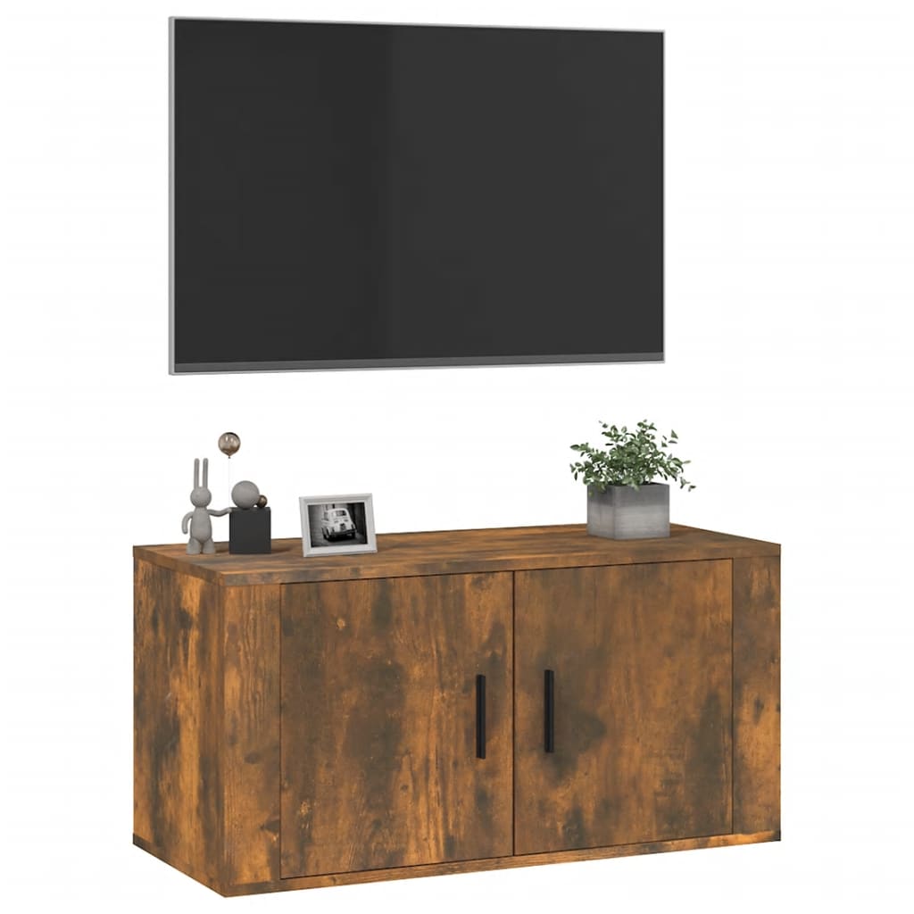 vidaXL Wall Mounted TV Cabinet Smoked Oak 80x34,5x40 cm