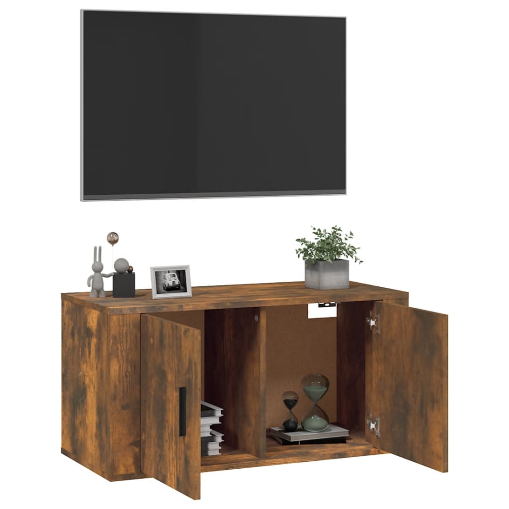 vidaXL Wall Mounted TV Cabinet Smoked Oak 80x34,5x40 cm