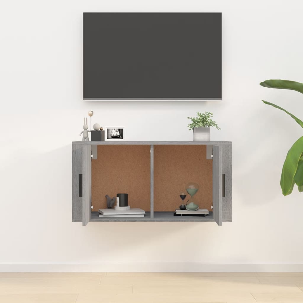 vidaXL Wall Mounted TV Cabinet Grey Sonoma 80x34.5x40 cm