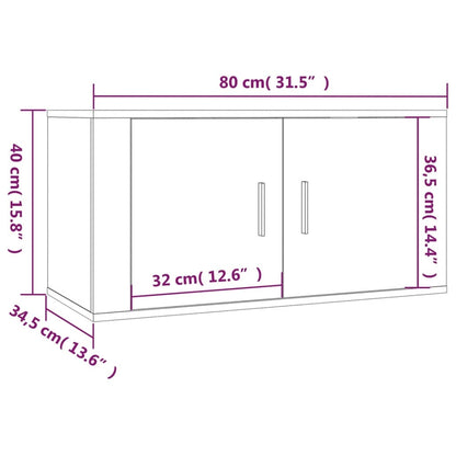 vidaXL Wall Mounted TV Cabinet Grey Sonoma 80x34.5x40 cm
