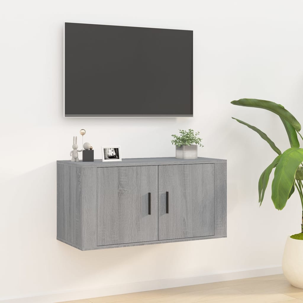 vidaXL Wall Mounted TV Cabinet Grey Sonoma 80x34.5x40 cm